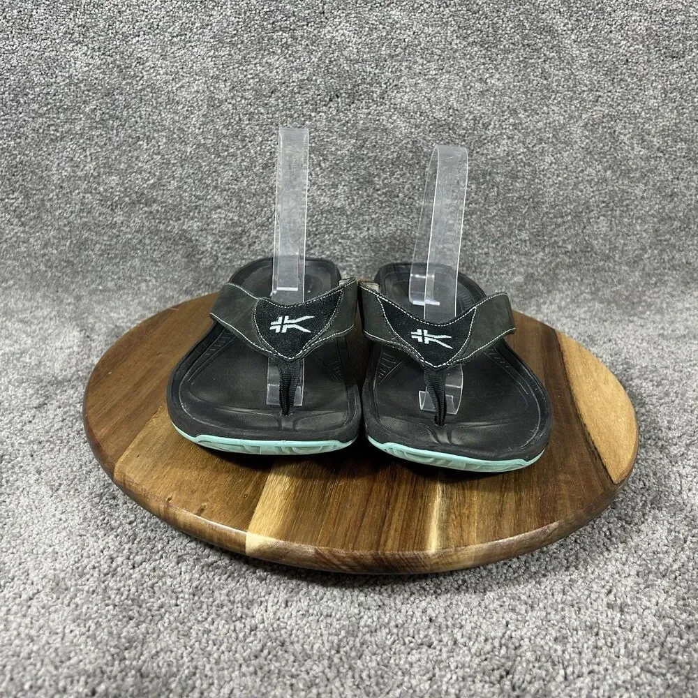 Kuru Kala Women’s Size 10 Black Leather Comfort Casual Sandals Flip Flops Used